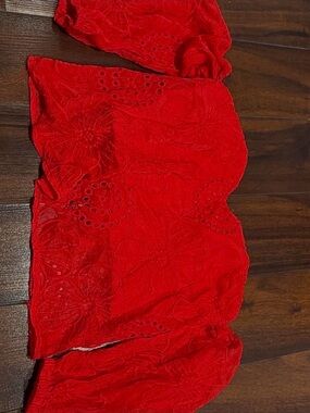 Guess Red Eyelet Strapless Top
